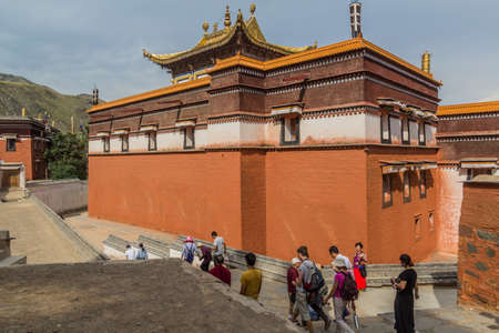 XIAHE, CHINA - AUGUST 24, 2018: Labrang Monastery in Xiahe town, Gansu province, China