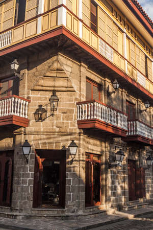 Old stone colonial house in Intramuros district of Manila, Philippinesの写真素材