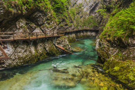 Boardwalk in Vintgar gorge near Bled, Slovenia