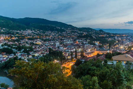 Evening aerial view of Sarajevo. Bosnia and Herzegovina