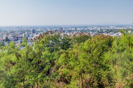 Aerial view of Junagadh, Gujarat state, Indiaの写真素材