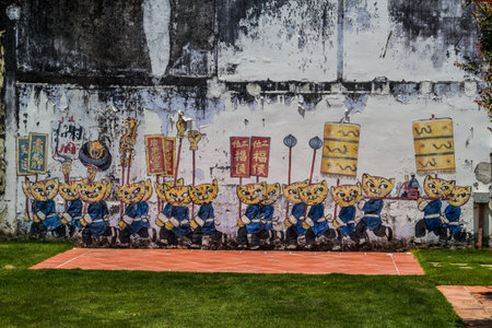 GEORGE TOWN, MALAYSIA - MARCH 20, 2018: Street art in George Town, Malaysiaの写真素材