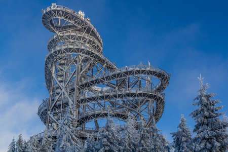Winter view of Dolni Morava Sky walk, Czechia