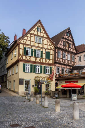 SCHWABISCH HALL, GERMANY - AUGUST 30, 2019: Half timbered houses in Schwabisch Hall, Germanyのeditorial素材