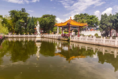 IPOH, MALAYASIA - MARCH 25, 2018: Small pond near Perak Tong temple in Ipoh, Malaysia.のeditorial素材