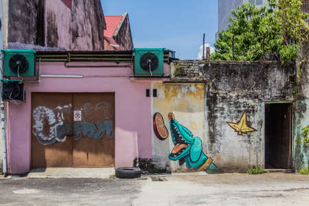GEORGE TOWN, MALAYSIA - MARCH 20, 2018: Street art in George Town, Malaysiaのeditorial素材