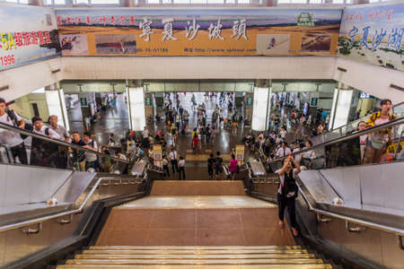 XI'AN, CHINA - AUGUST 6, 2018: Interior of the Xi'an railway station, Chinaのeditorial素材