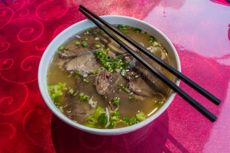 Bowl of beef noodles in China