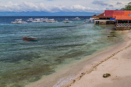 View of a beach in Moalboal, Cebu island, Philippinesのeditorial素材
