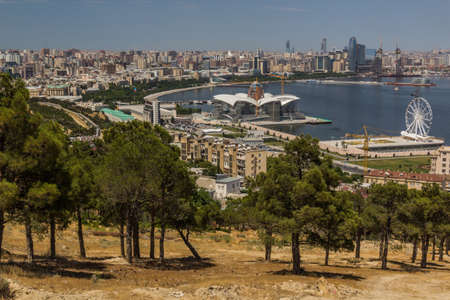 Aerial view of coast in Baku, Azerbaijanのeditorial素材