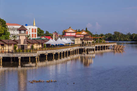 View of a riverfront in Papar, Sabah, Malaysiaのeditorial素材