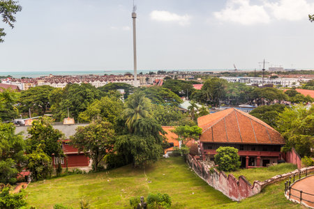 City view from A Famosa fortress in Malacca (Melaka), Malaysiaのeditorial素材