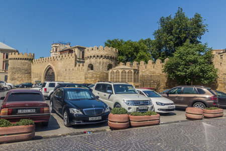 BAKU, AZERBAIJAN - JUNE 6, 2018: Walls of the old town of Baku, Azerbaijanのeditorial素材