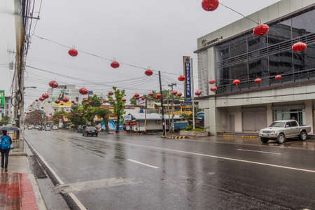 BACOLOD, PHILIPPINES - FEBRUARY 5, 2018: View of Lacson street in Bacolod, Philippinesのeditorial素材