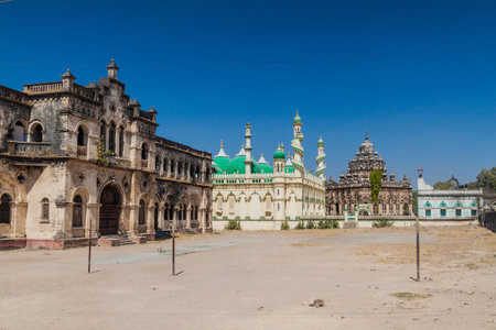 Narsinh Vidya Mandir, Juma Masjid and Mahabat Maqbara Palace in Junagadh, Gujarat state, Indiaのeditorial素材