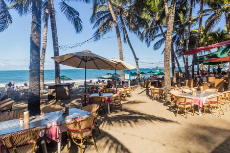 CABARETE, DOMINICAN REPUBLIC - DECEMBER 13, 2018: Beach restaurant in Cabarete, Dominican Republicのeditorial素材