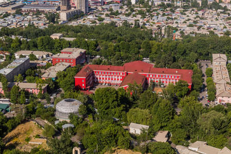 Aerial view of Osh, Kyrgyzstan. University building visible.の写真素材