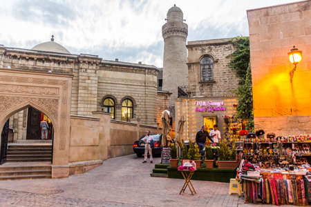 BAKU, AZERBAIJAN - JUNE 7, 2018: Mosque Cuma in the old town of Baku, Azerbaijan