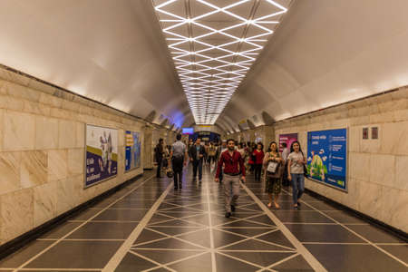BAKU, AZERBAIJAN - JUNE 13, 2018: Metro station in Baku, Azerbaijan