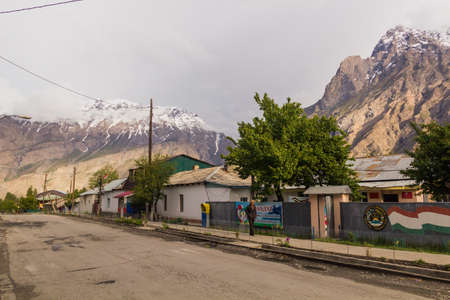 RUSHAN, TAJIKISTAN - MAY 20, 2018: Road in Rushan town, Tajikistan