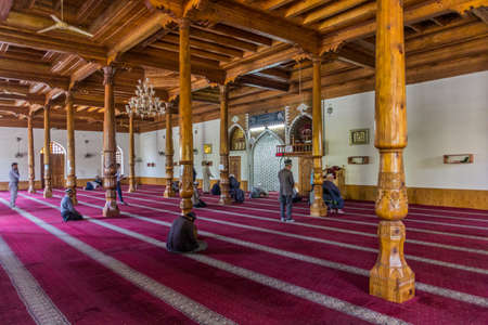 PENJIKENT, TAJIKISTAN - MAY 9, 2018: Interior of Maschidi Markazii M. Bashoro mosque in Penjikent, Tajikistanのeditorial素材