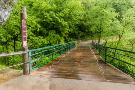 Bridge over Tolmin Gorges (Tolminska Korita), Sloveniaの写真素材