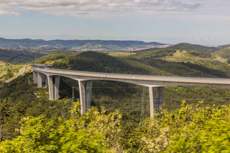 Crni Kal Viaduct, highwa bridge in Sloveniaの写真素材