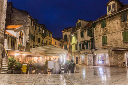 SPLIT, CROATIA - MAY 26, 2019: Evening view of the Fruit square in Split, Croatiaの写真素材