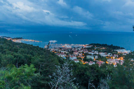 Evening aerial view of Split, Croatiaの写真素材