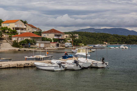 Boats in Lumbarda village on Korcula island, Croatiaの写真素材