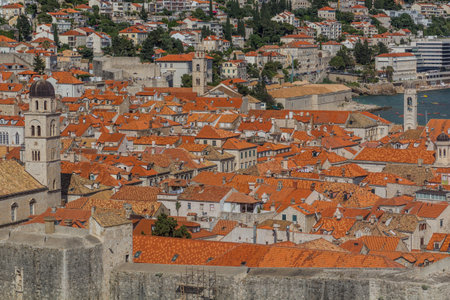 Aerial view of the old town in Dubrovnik, Croatiaの写真素材