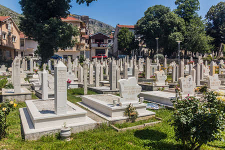 MOSTAR, BOSNIA AND HERZEGOVINA - JUNE 10, 2019: Cemetery in Mostar, Bosnia and Herzegovinaのeditorial素材