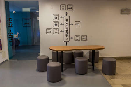 POSTOJNA, SLOVENIA - MAY 16, 2019: Interior of Youth Hostel Proteus Postojna, Sloveniaのeditorial素材