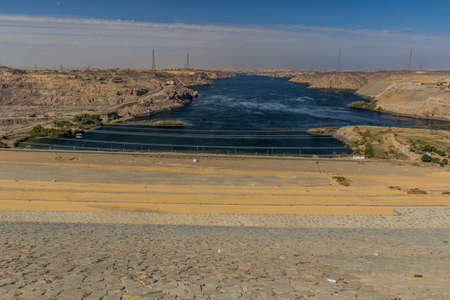 Down river view from Aswan High Dam, Egyptの写真素材