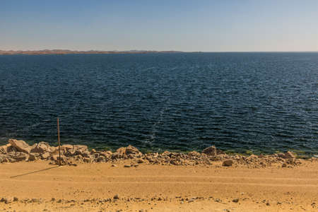 View of Aswan High Dam reservoir from the dam, Egypt