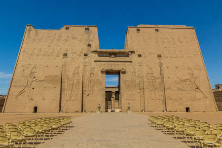Temple of Horus in Edfu, Egyptの写真素材