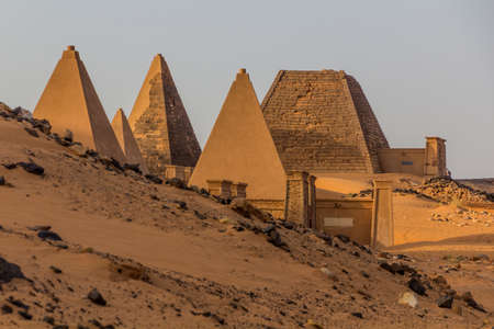 View of Meroe pyramids, Sudanの写真素材