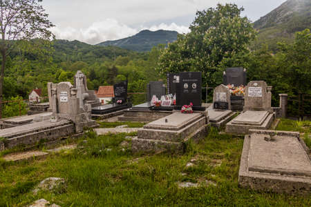 BJELOSI, MONTENEGRO - JUNE 2, 2019: Cemetery in Bjelosi village, Montenegroのeditorial素材