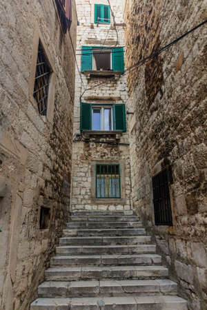 Narrow alley in Sibenik, Croatiaのeditorial素材