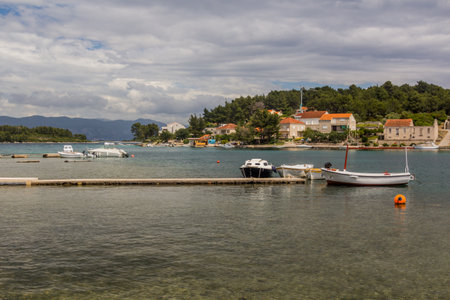 Boats in Lumbarda village on Korcula island, Croatiaのeditorial素材