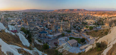 Aerial view of Goreme village in Cappadocia, Turkeyの写真素材