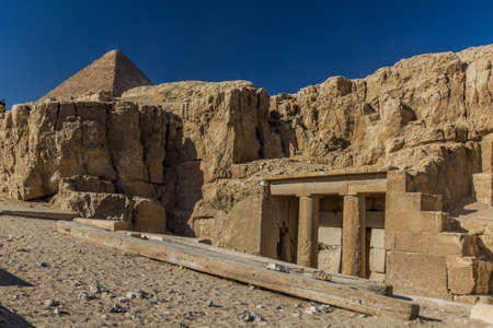 Excavations near the pyramids of Giza, Egyptの写真素材
