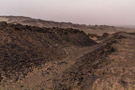 Desert moon-like landscape near Bahariya oasis, Egyptの写真素材