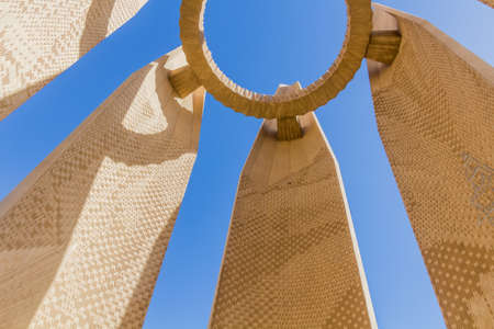 ASWAN, EGYPT - FEB 13, 2019: Monument to Arab-Soviet Friendship at Aswan High Dam, Egyptのeditorial素材