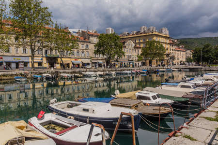 RIJEKA, CROATIA - MAY 23, 2019: Small boats at Mrtvi canal in Rijeka, Croatiaのeditorial素材