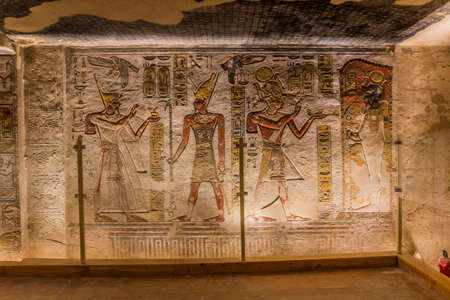 LUXOR, EGYPT - FEB 20, 2019: Ramesses III tomb at the Valley of the Kings at the Theban Necropolis, Egyptのeditorial素材
