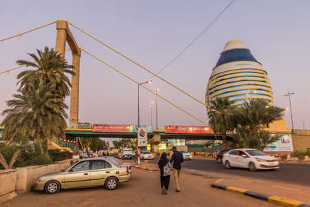 KHARTOUM, SUDAN - MARCH 9, 2019: Tuti island bridge and Corinthia Hotel in Khartoum, capital of Sudanのeditorial素材