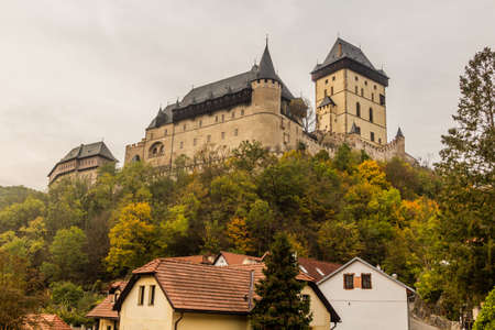Autumn view of Karlstejn castle, Czech Republicのeditorial素材