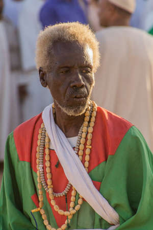 OMDURMAN, SUDAN - MARCH 8, 2019: Sufi Whirling Dervish during a religious ceremony at Hamed al Nil...