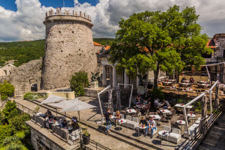 RIJEKA, CROATIA - MAY 23, 2019: Cafe at Trsat castle in Rijeka, Croatiaのeditorial素材